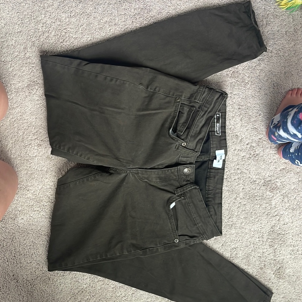 Olive green skinny work pants
